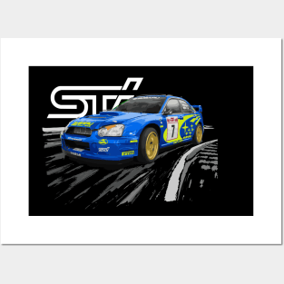 petter solberg sti rally blue Posters and Art